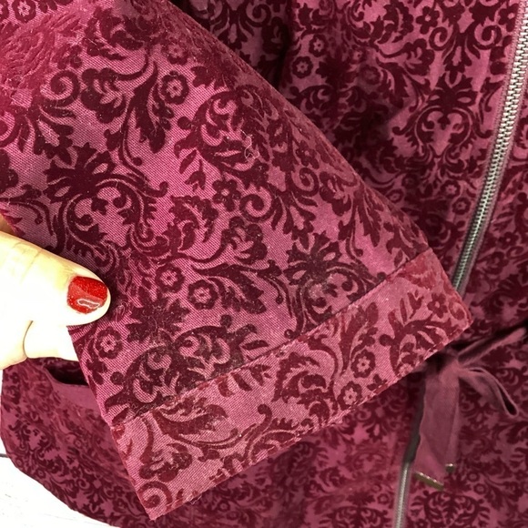 CJ BANKS PLUS SIZE 2X 20 22W FALL WINTER JACKET RED BURGUNDY VELVET COAT TOP NWT - Picture 13 of 14
